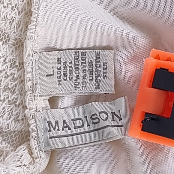 Madison, Cream, Ivory, Off White, Cotton Blend Lace, Lined Midi Dress Size L - Picture 10 of 12